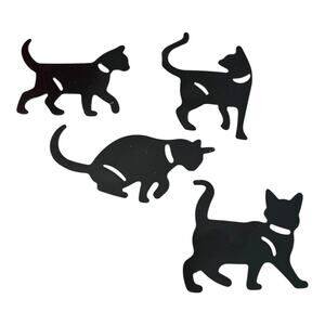 Collections Etc Black Cat Silhouette Novelty Refrigerator Magnets Set of 4